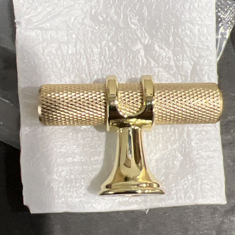 Gold Cabinet Knobs 10 Pack T-bar Knurled Pulls Drawer Handles Knobs Cabinet 2"